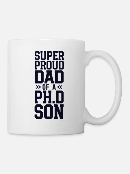 Fier papa Doctorat Diplôme Génial Ph.D. Fils - Mug blanc - blanc