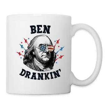 Benjamin Franklin 4. Juli Herren Amerikanische Flagge - Tasse - Weiß - Rechts