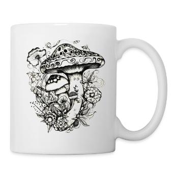 Pilze, Magic mushrooms, Herbst, Wald, Natur - Tasse - Weiß - Rechts