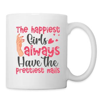 Les filles les plus heureuses ont les plus jolies - Mug blanc - blanc - Droite