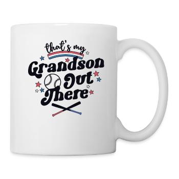 Das ist mein Enkel da draußen Shirt Retro Baseball - Tasse - Weiß - Rechts