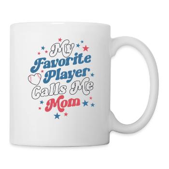 Baseball Mama Mutter Retro Mein Lieblingsspieler - Tasse - Weiß - Rechts