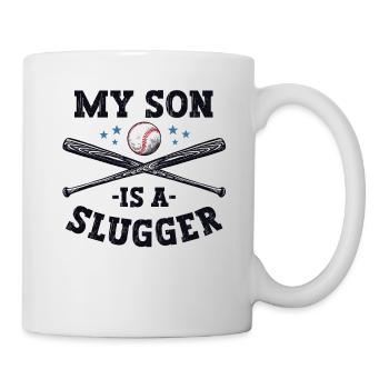 Mein Sohn ist ein Slugger Boy Eltern Vatertag - Tasse - Weiß - Rechts