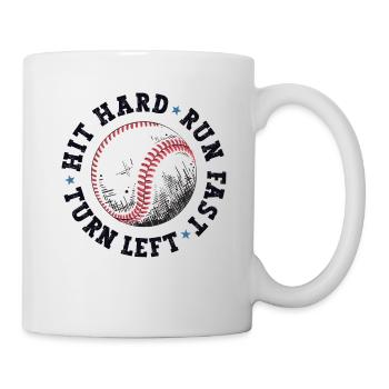 Drôle de chemise de baseball Maman Papa a frappé dur Courir vite - Mug blanc - blanc - Droite