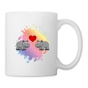 Nilpferd Comic Tier Paar Liebe - Tasse - Weiß - Rechts