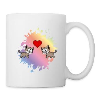 Katze Comic Paar Liebe - Tasse - Weiß - Rechts