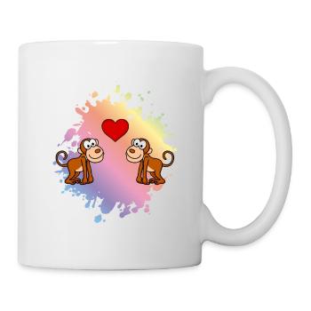 Affe Comic Paar Liebe - Tasse - Weiß - Rechts