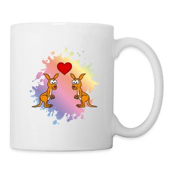 Amour de couple de bandes dessinées kangourou - Mug blanc - blanc - Droite