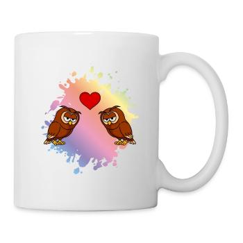 Couple de bandes dessinées hibou amour - Mug blanc - blanc - Droite