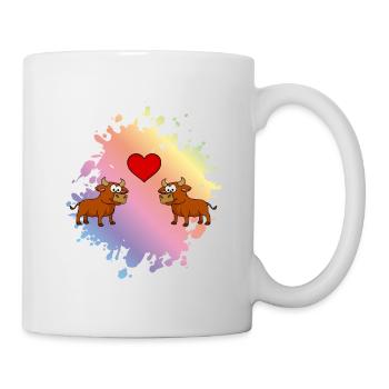 Stier Comic Paar Liebe - Tasse - Weiß - Rechts