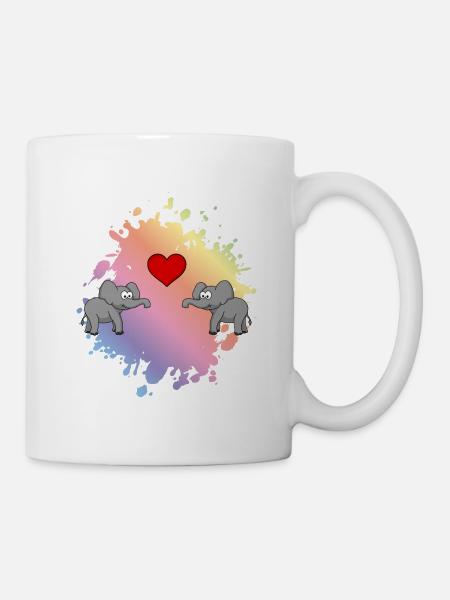 Elefant Comic Paar Liebe - Tasse - Weiß