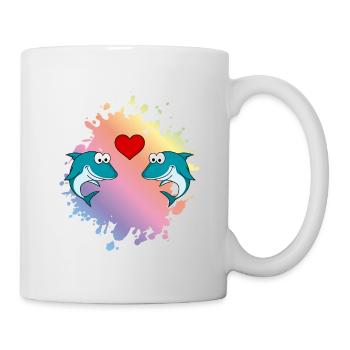 Shark Comic Couple Love - Mug blanc - blanc - Droite