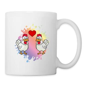 Huhn Comic Paar Liebe - Tasse - Weiß - Rechts