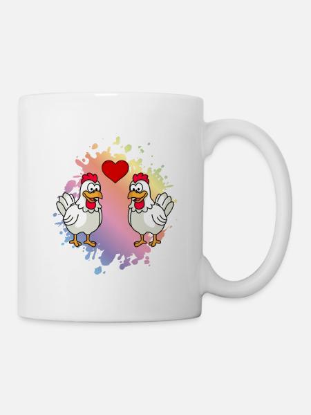 Huhn Comic Paar Liebe - Tasse - Weiß