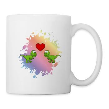 Dinosaurier T-Rex Paar Liebe - Tasse - Weiß - Rechts