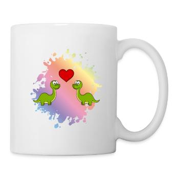 Dinosaurier brontosaurus Paar Liebe - Tasse - Weiß - Rechts