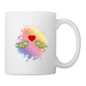 Dinosaurier triceratops Paar Liebe - Tasse - Weiß - Rechts