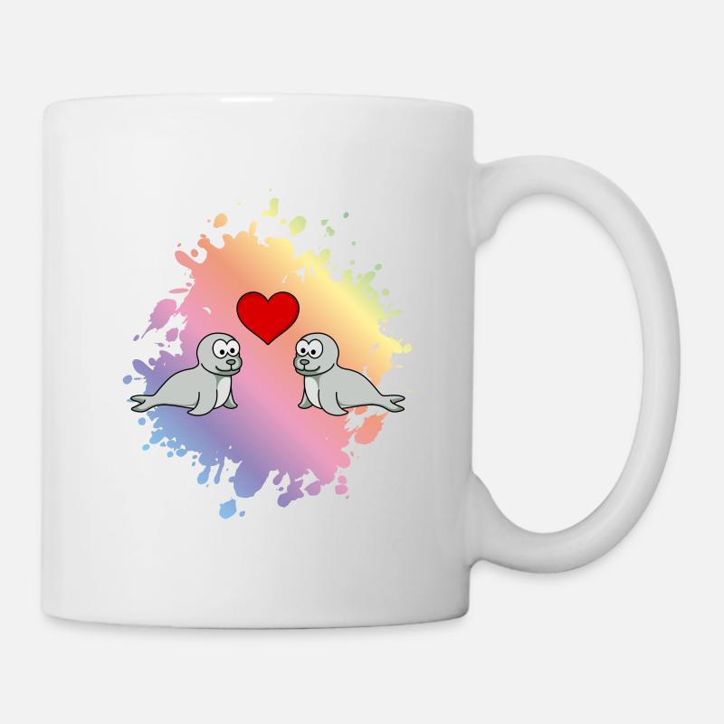 Robbe Tier Paar Liebe - Tasse - Weiß