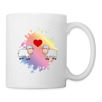 Schaf Comic Paar Liebe - Tasse - Weiß - Rechts