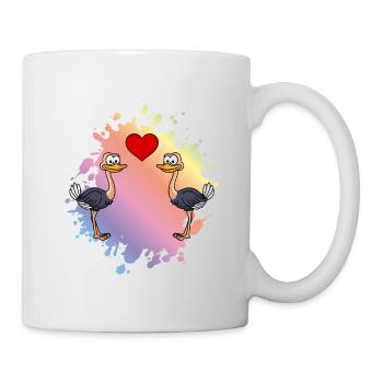 Ostrich Comic Couple Love - Mug - white - Right