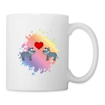 Wolf Comic Paar Liebe - Tasse - Weiß - Rechts