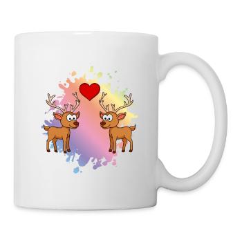 Hirsch Comic Paar Liebe - Tasse - Weiß - Rechts