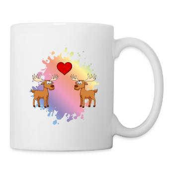 Elch Comic Paar Liebe - Tasse - Weiß - Rechts