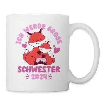 Große Schwester 2024 Mädchen Geschwister Geburt - Tasse - Weiß - Rechts