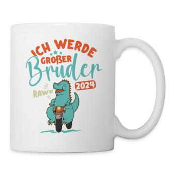 Großer Bruder 2024 Junge Dino Geschwister Geburt - Tasse - Weiß - Rechts