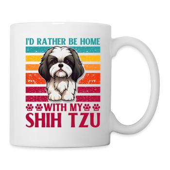 Je préfère être à la maison avec mon Shih Tzu - Mug blanc - blanc - Droite