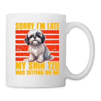 Désolé d’être en retard, mon Shih Tzu était assis sur moi - Mug blanc - blanc - Droite