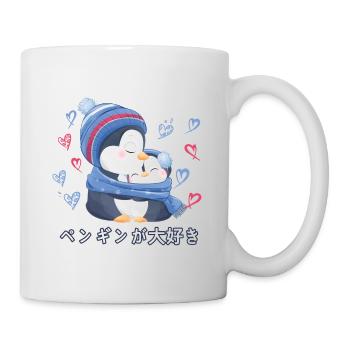 J’aime les pingouins j’aime maman pingouin - Mug blanc - blanc - Droite