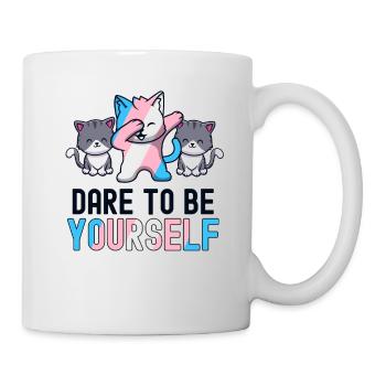 Trauen Sie sich, Sie selbst zu sein Transgender Pride Kawaii Katze - Tasse - Weiß - Rechts