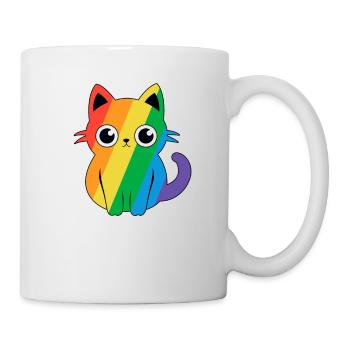 Pride Cat Gay Kawaii Anime LGBT Regenbogen Flagge - Tasse - Weiß - Rechts