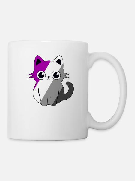 Niedliche Ace Cat Asexual Pride Month Niedliche Kawaii LGBT - Tasse - Weiß