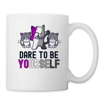 Trauen Sie sich, Sie selbst zu sein Katze Asexueller Stolz Niedlich Kawaii - Tasse - Weiß - Rechts