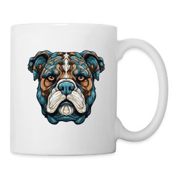 Bulldog Hund Portrait - Tasse - Weiß - Rechts
