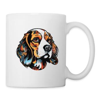 Beagle Hund Portrait - Tasse - Weiß - Rechts
