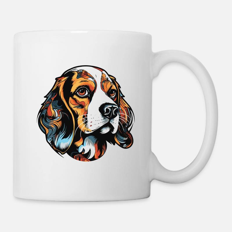 Beagle Hund Portrait - Tasse - Weiß