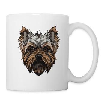 Yorkshire Terrier Hund Portrait - Tasse - Weiß - Rechts