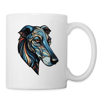 Greyhound Hund Portrait - Tasse - Weiß - Rechts