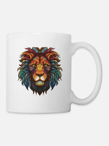 Löwe Portrait - Tasse - Weiß