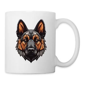 Schäferhund Hund Portrait - Tasse - Weiß - Rechts