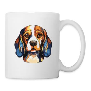Beagle Hund Portrait - Tasse - Weiß - Rechts