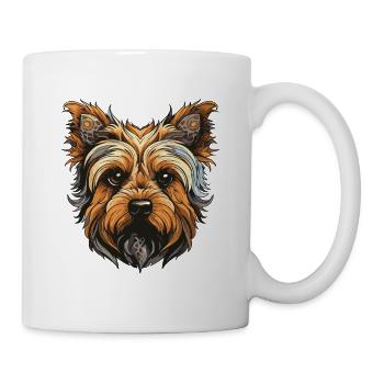 Yorkshire Terrier Hund Portrait - Tasse - Weiß - Rechts