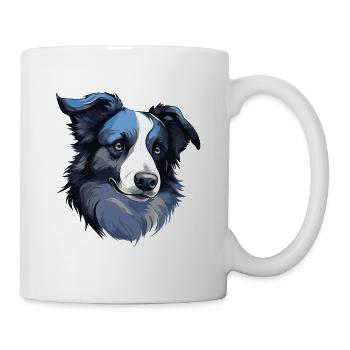 Border Collie Hund Portrait - Tasse - Weiß - Rechts