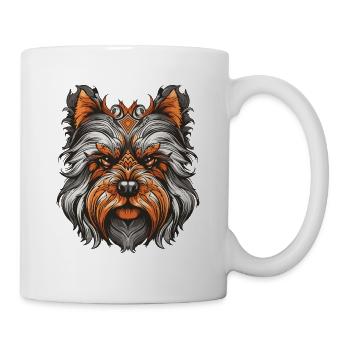Yorkshire Terrier Hund Portrait - Tasse - Weiß - Rechts