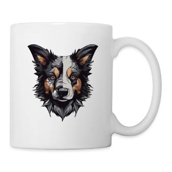 Border Collie Hund Portrait - Tasse - Weiß - Rechts
