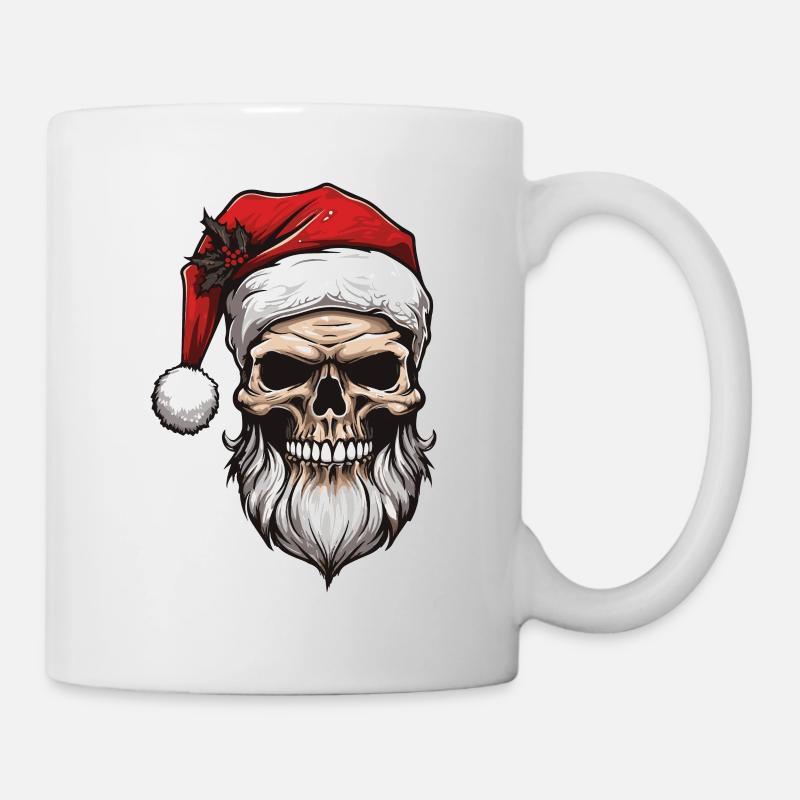 Weihnachtsmann Totenkopf Christmas - Tasse - Weiß