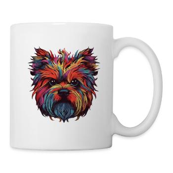 Yorkshire Terrier Hund Portrait - Tasse - Weiß - Rechts